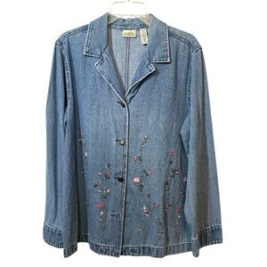 Embroidered Denim Rosebuds Jacket